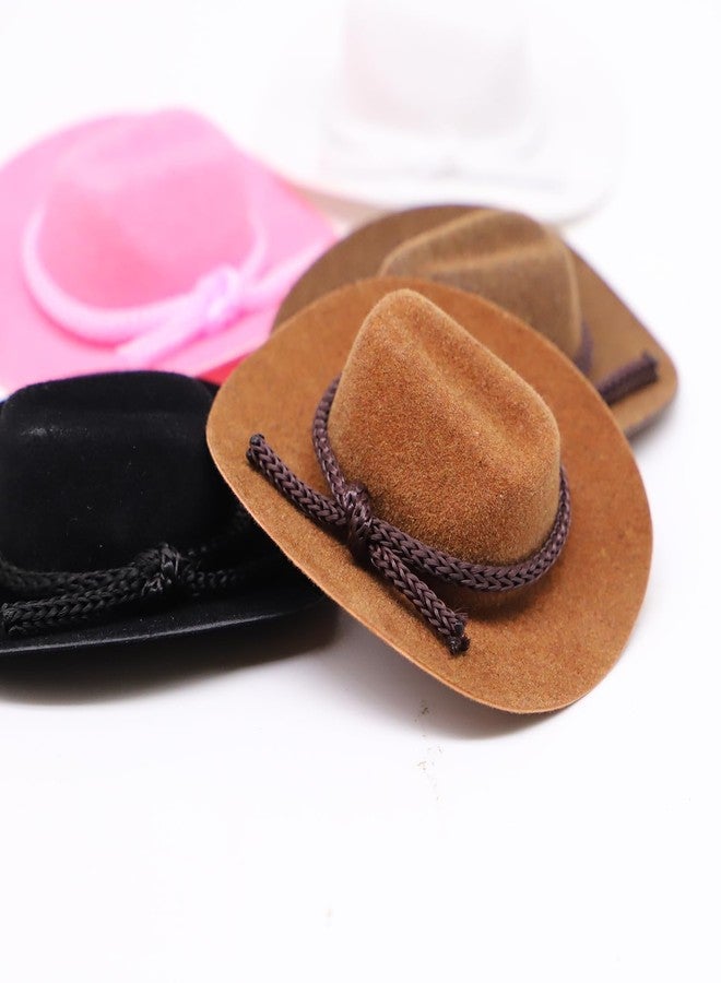 RillyRellow Dollhouse Cowboy Hat, Miniature Cowboy Hat, 1:12 Scale Miniature Soft Cowboy, Mini Hat, American Old West Hat, for Dollhouse Craft Supplies (2PCS) (Light Brown) - Image 2